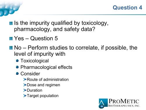 Regulatory Aspects of Impurities in Biological Products - IIR