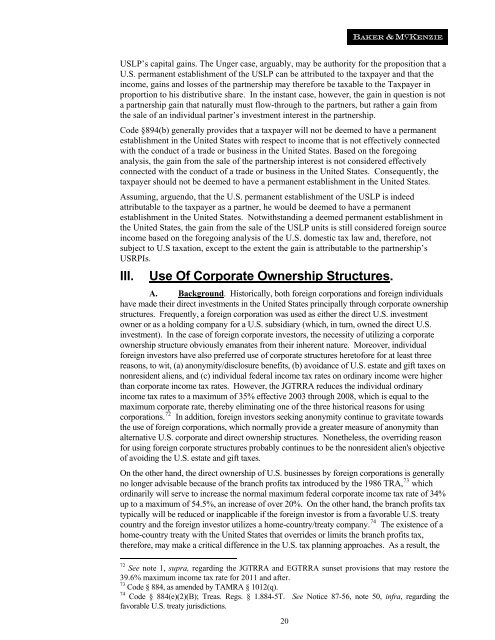 The US Tax Effects Of Choice Of Entities For Foreign Investment - IIR