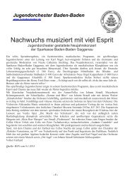 Nachwuchs musiziert mit viel Esprit - Jugendorchester Baden-Baden