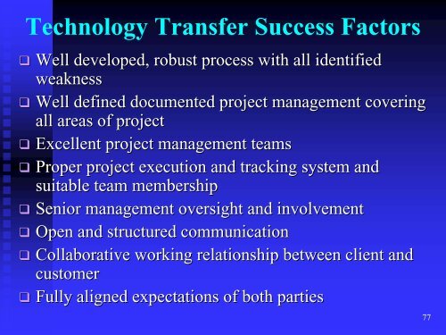 TECHNOLOGY TRANSFER OF STERILE PROPDUCTS - IIR