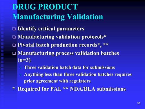 TECHNOLOGY TRANSFER OF STERILE PROPDUCTS - IIR