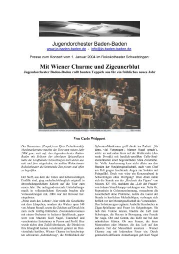 Konzert am 01.01.2004 im Rokokotheater Schwetzingen