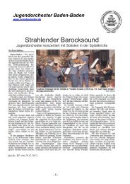 Strahlender Barocksound - Jugendorchester Baden-Baden