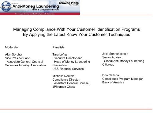 Managing Compliance With Your Customer Identification ... - IIR