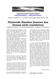 Konzert am 07.08.2004 - Jugendorchester Baden-Baden