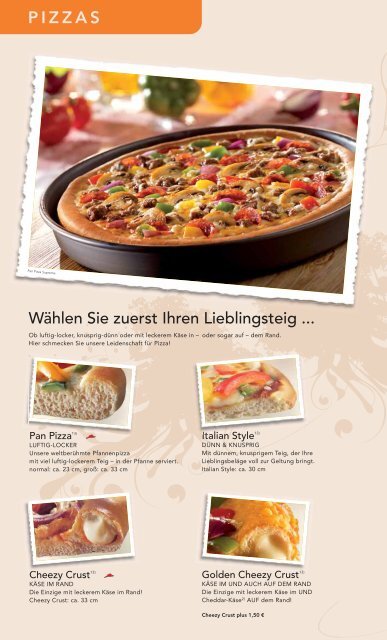 Speisekarte - Pizza Hut