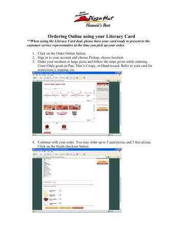 Ordering Online using your Literacy Card - Pizza Hut Hawaii