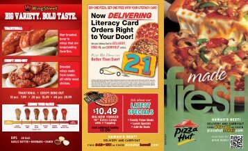 Oahu WingStreet Menu - Pizza Hut Hawaii