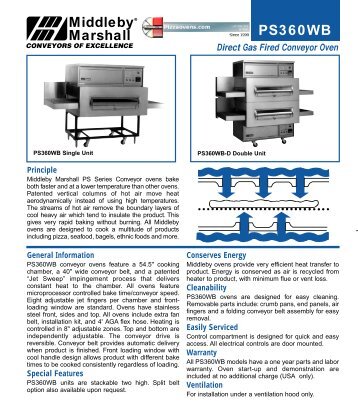 PS360WB Middleby Marshall - Pizza Ovens