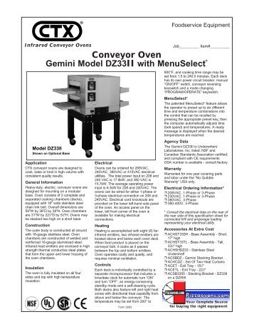 Conveyor Oven Gemini Model DZ33II with MenuSelectÂ® - Pizza Ovens