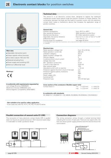 Electronic contact blocks for position switches - Pizzato Elettrica