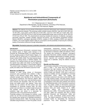 Nutritional and Antinutritional Components of Pennisetum purpureum