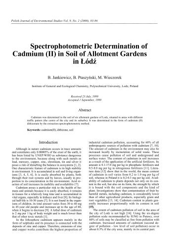 Spectrophotometric Determination of Cadmium - Polish Journal of ...