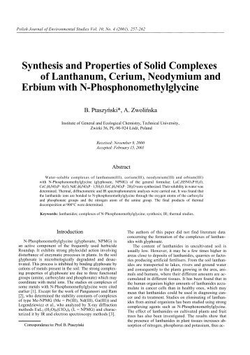 Synthesis and Properties of Solid Complexes of Lanthanum, Cerium ...