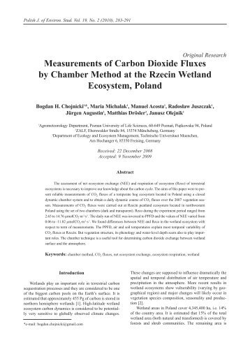 Measurements of Carbon Dioxide Fluxes by Chamber Method at the ...