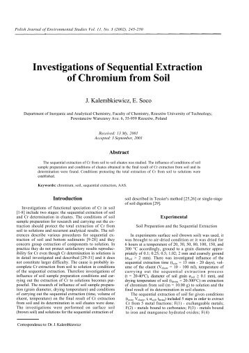 Investigations of Sequential Extraction of Chromium from Soil