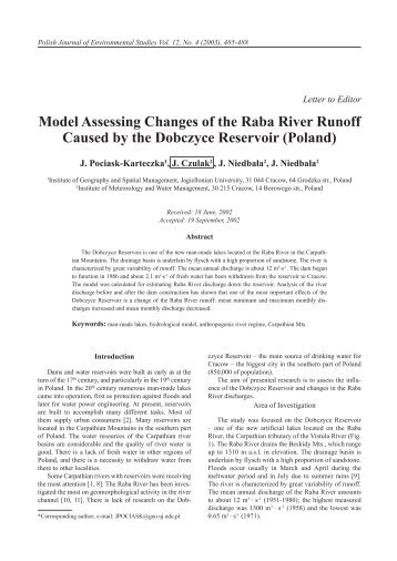 Model Assessing Changes of the Raba River Runoff Caused by the ...