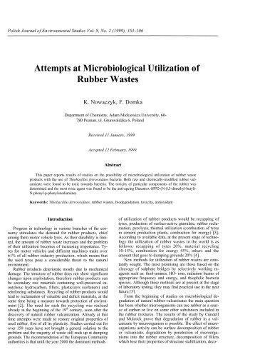 Attempts at Microbiological Utilization of Rubber Wastes