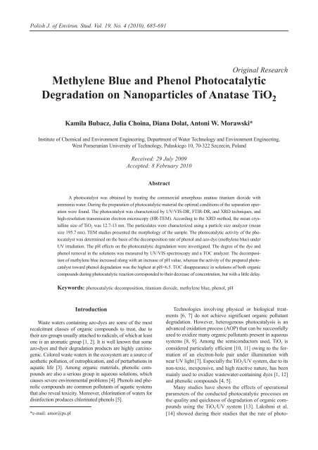 Methylene Blue and Phenol Photocatalytic Degradation on ...