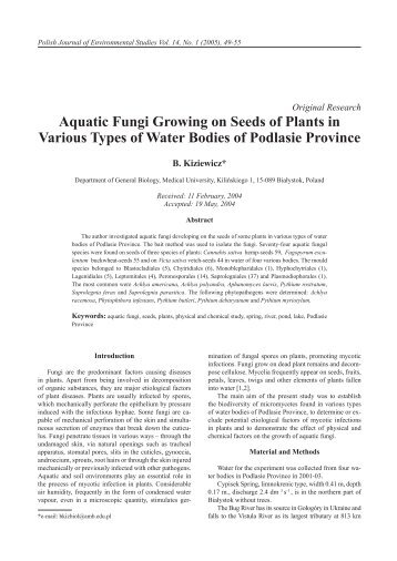 Aquatic Fungi Growing on Seeds of Plants in Various Types of Water ...