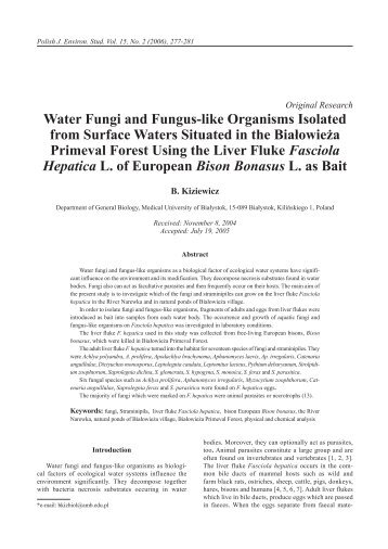 Water Fungi and Fungus-like Organisms Isolated from Surface ...