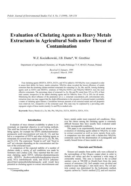 Evaluation of Chelating Agents as Heavy Metals Extractants in ...