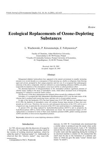 Ecological Replacements of Ozone-Depleting Substances