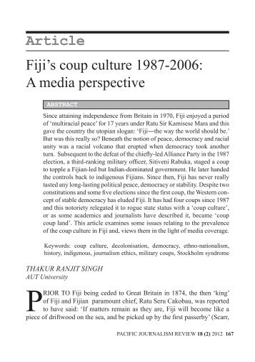 Article Fiji's coup culture 1987-2006 - Pacific Journalism Review