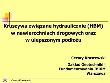 Kruszywa związane hydraulicznie w nawierzchniach i w ...