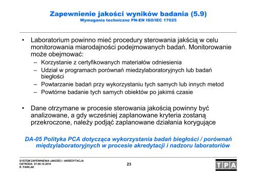 System zapewnienia jakości / akredytacja w laboratorium badawczym