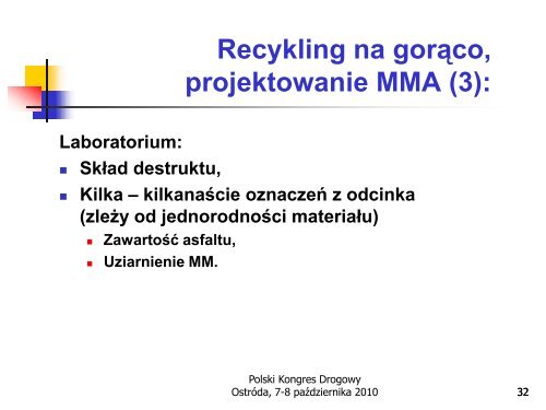 Recykling na gorąco mieszanek mineralno-asfaltowych - dr B.Dołżycki