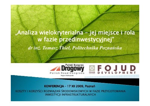 „Analiza wielokryterialna „Analiza wielokryterialna – jej miejsce i ...