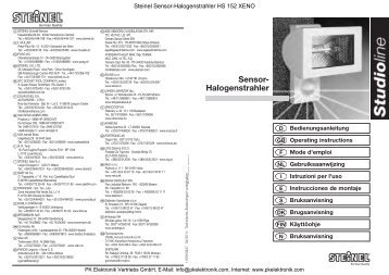 Bedienungsanleitung Steinel Sensor ... - PK Elektronik