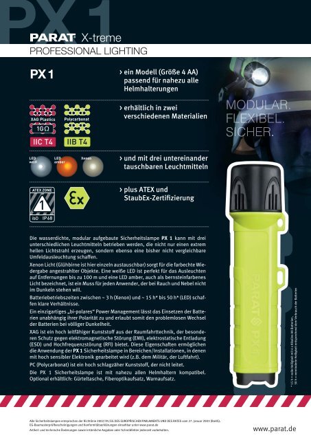 Produktinformationen PARAT Sicherheitslampe PX 1 - PK Elektronik