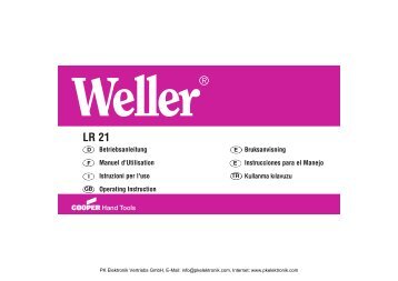 Bedienungsanleitung Weller LÃ¶tkolben LR21 - PK Elektronik