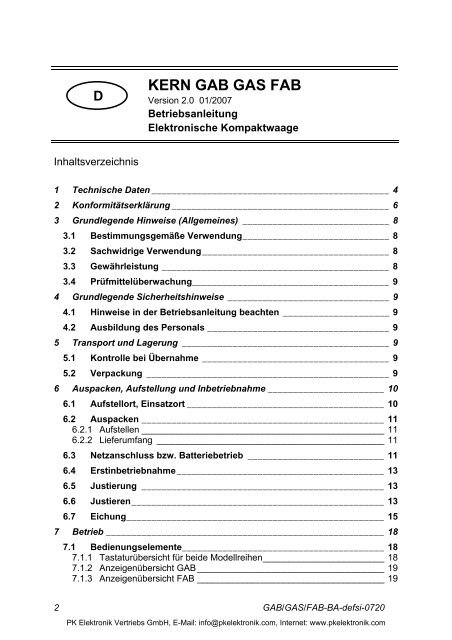 KERN GAB, GAS, FAB - PK Elektronik