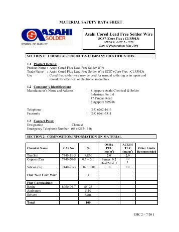 Asahi Cored Lead Free Solder Wire