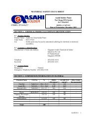 MATERIAL SAFETY DATA SHEET Asahi Solder Paste No Clean ...