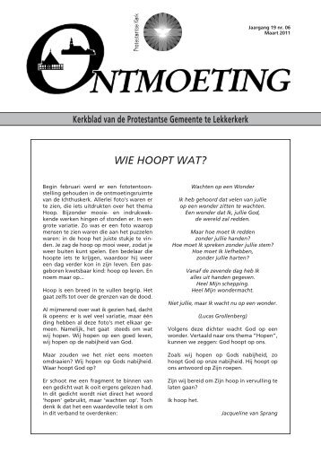 Ontmoeting 19de jaargang nummer 6 maart 2011 - PKN Lekkerkerk