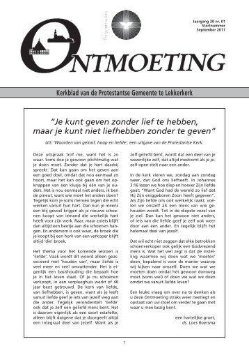 Ontmoeting Jaargang 20 nummer 1 - PKN Lekkerkerk