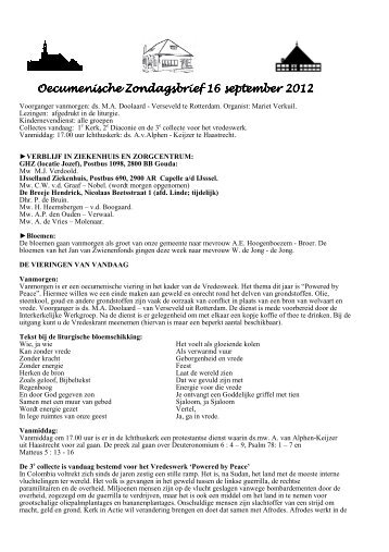 Oecumenische Zondagsbrief 1 Oecumenische ... - PKN Lekkerkerk