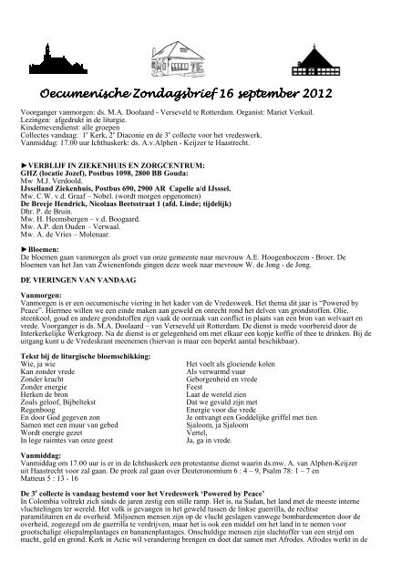 Oecumenische Zondagsbrief 1 Oecumenische ... - PKN Lekkerkerk