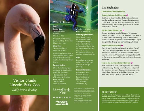 Visitor Guide Lincoln Park Zoo - PKU Organization of Illinois