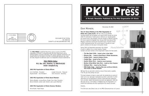 PKU Newsletter.Winter 2003 - PKU Organization of Illinois