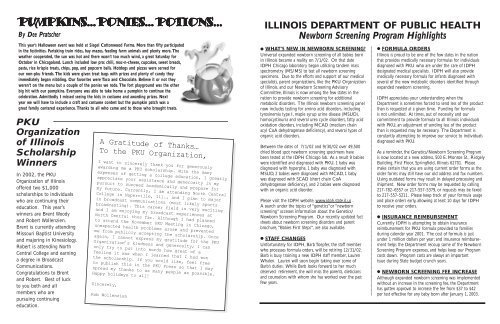 PKU Newsletter.Winter 2003 - PKU Organization of Illinois