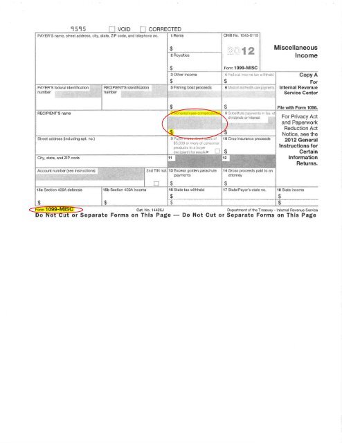 Sample IRS Forms 990 and 1096