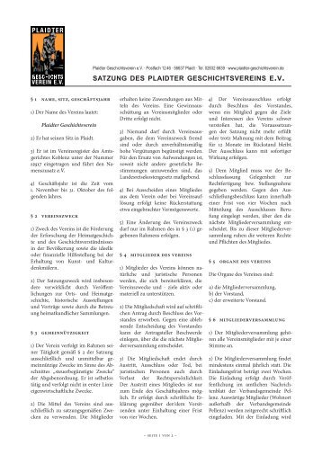 Vereinssatzung - Plaidter Geschichtsverein e.V.