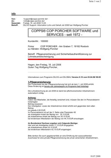 COPPS® COP PORCHER SOFTWARE und SERVICES - seit 1972 -