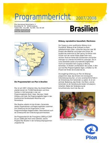Programmbericht Brasilien - Plan Deutschland