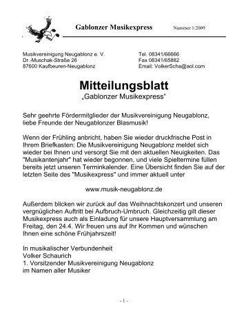 01/09 - Musikvereinigung Neugablonz eV